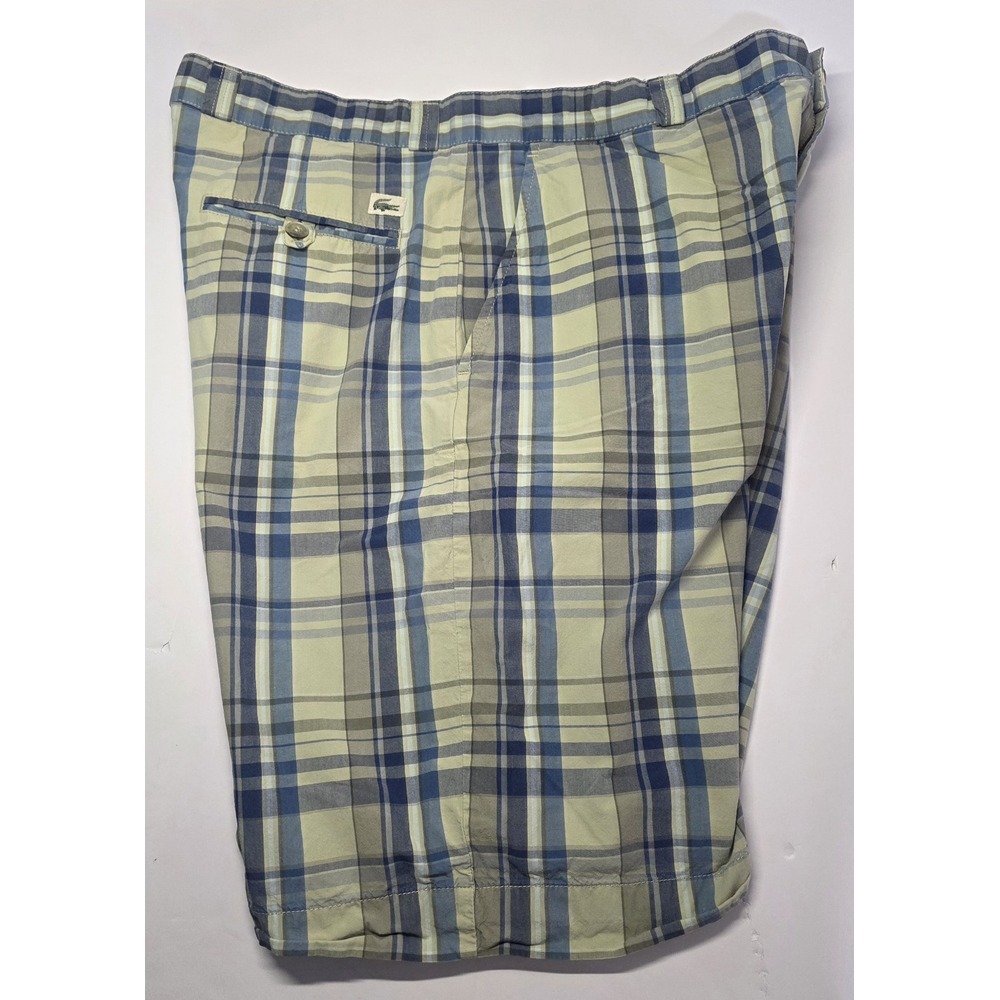 Lacoste Mens Size 38 Plaid Madras Chino Shorts - Picture 4 of 13